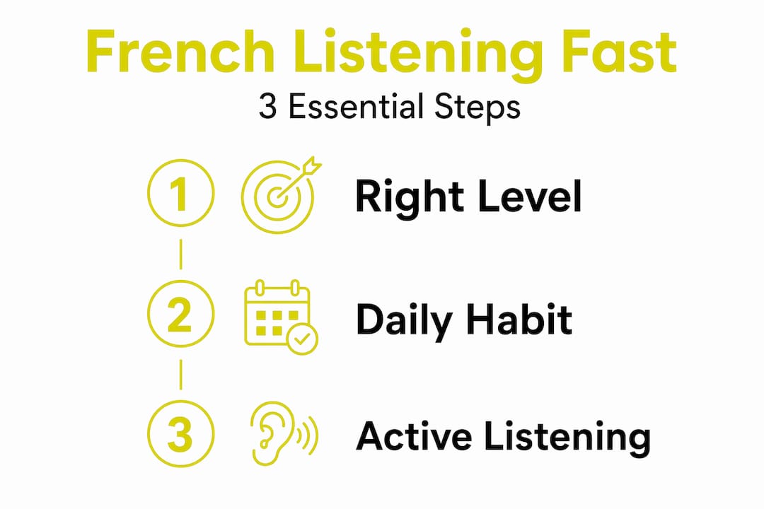 Infographic: three steps to improve French listening