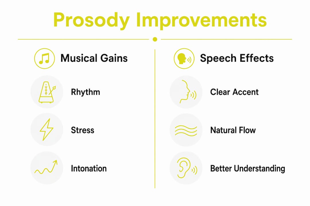 Infographic showing prosodic improvements from music training
