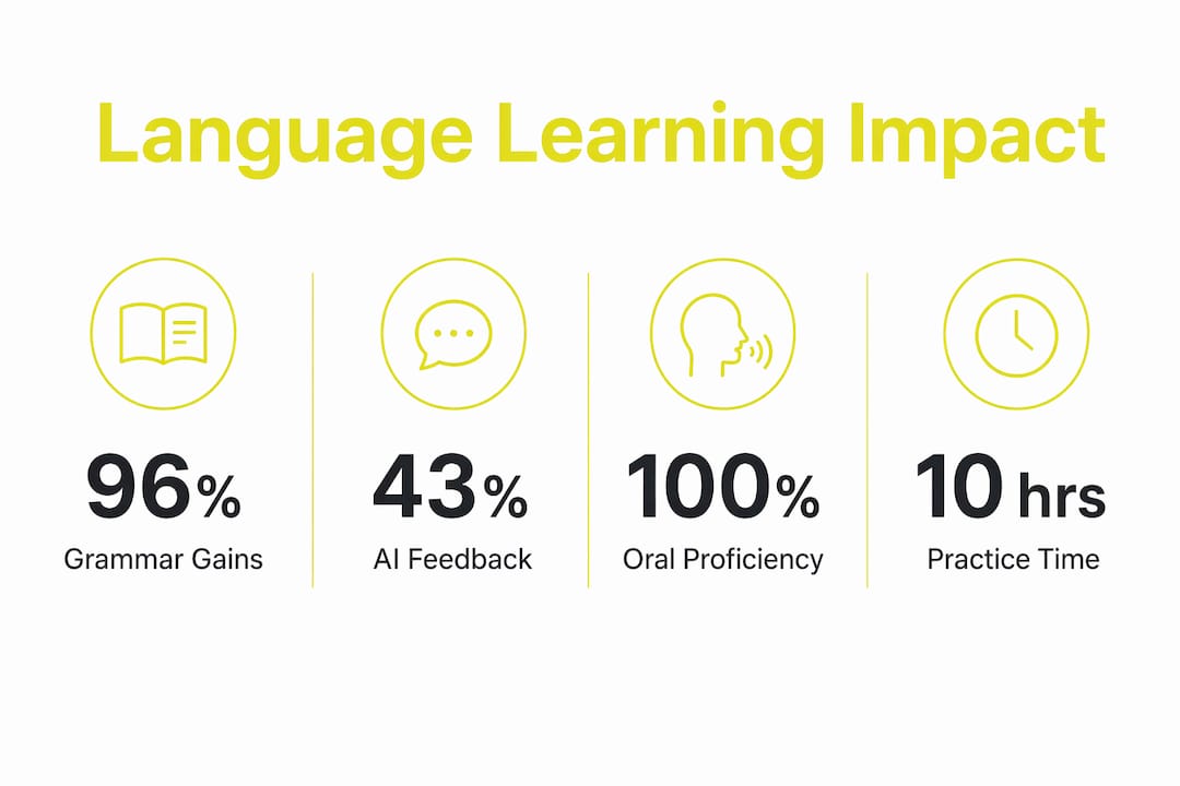Infographic illustrating key interactive language learning statistics in 2026