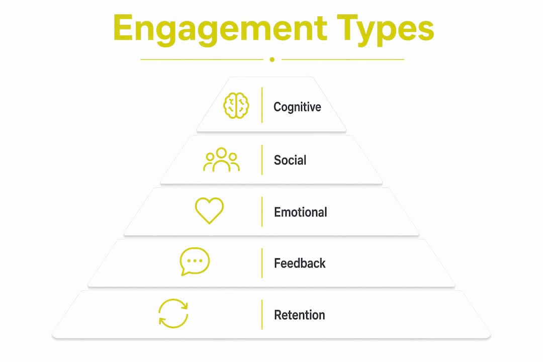 Infographic illustrating types of engagement in interactive learning