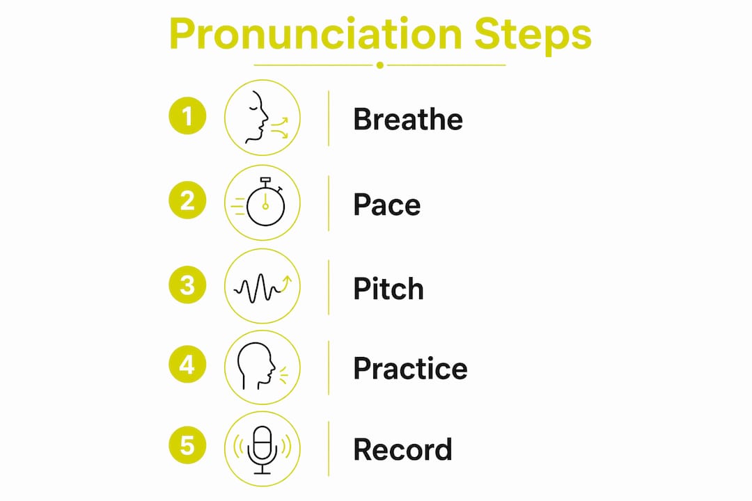 Infographic illustrating 5 key speech techniques steps