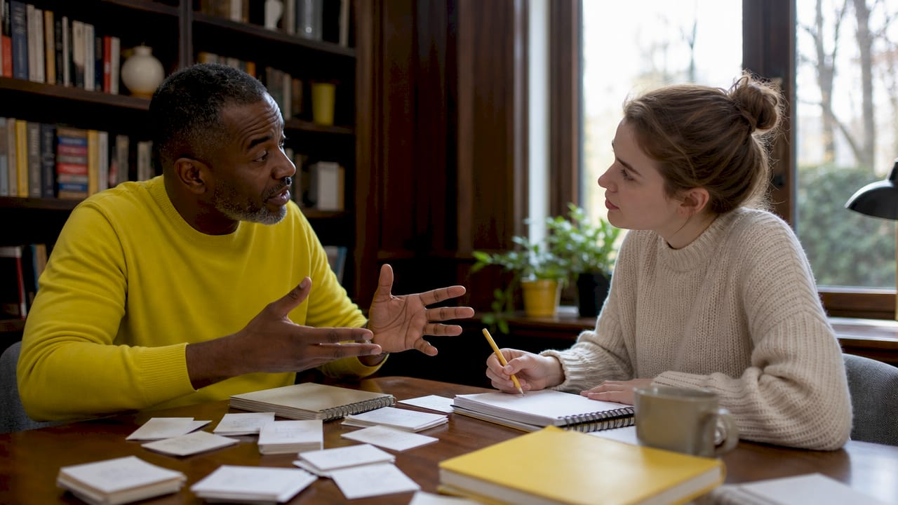 Diverse learners practicing language conversation together