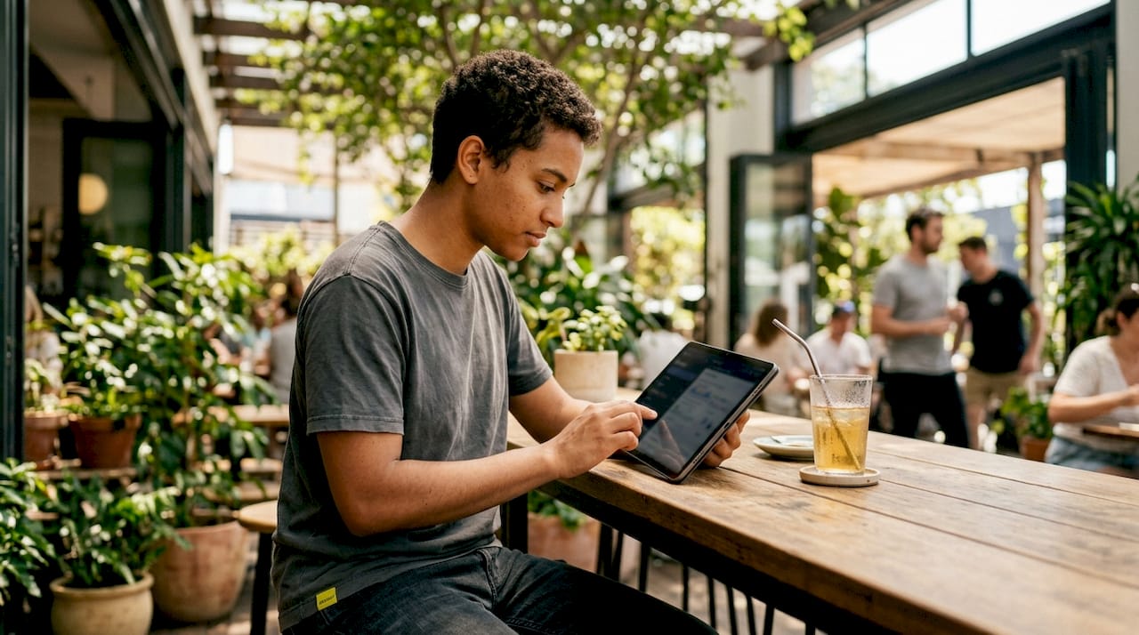 Hands typing on laptop with immersive learning tools