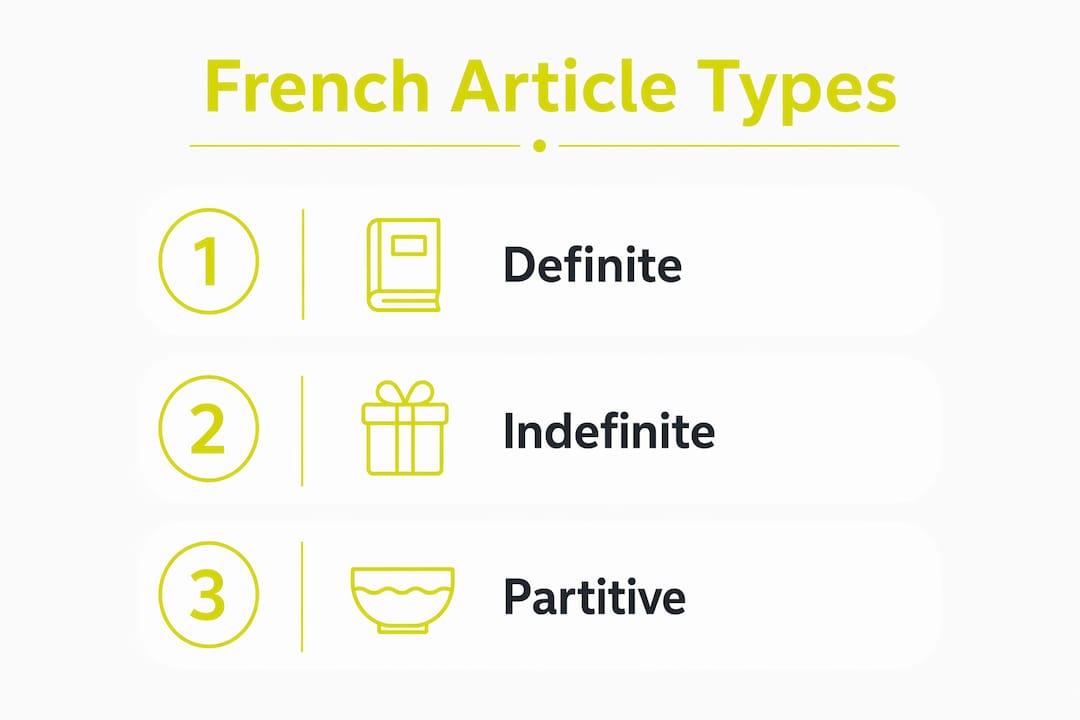 Infographic showing types of French articles