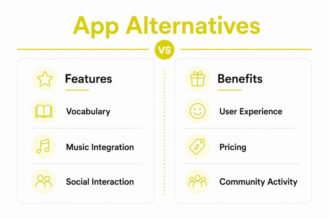 Infographic comparing TheLodyApp.com alternatives by features and benefits