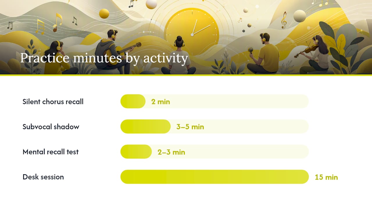 How do you practice music-based routines on a commute or in a quiet space? — overview diagram
