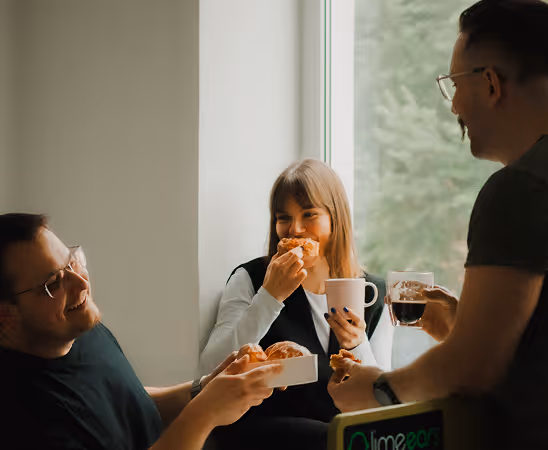 Lime Team having coffee together