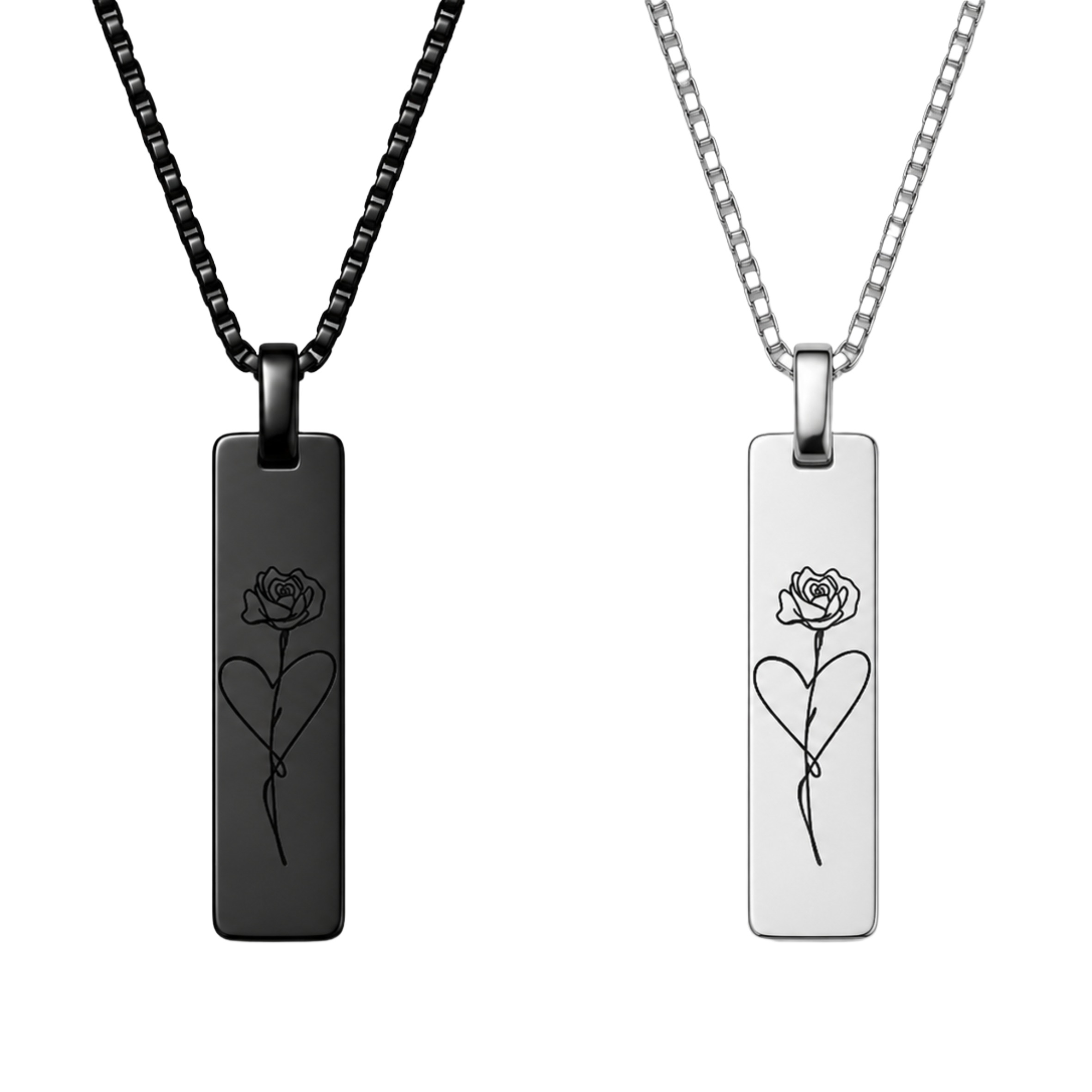 Halskette rechteckige mit Blume