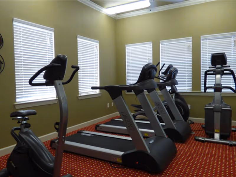 Fitness center treadmill and bikes