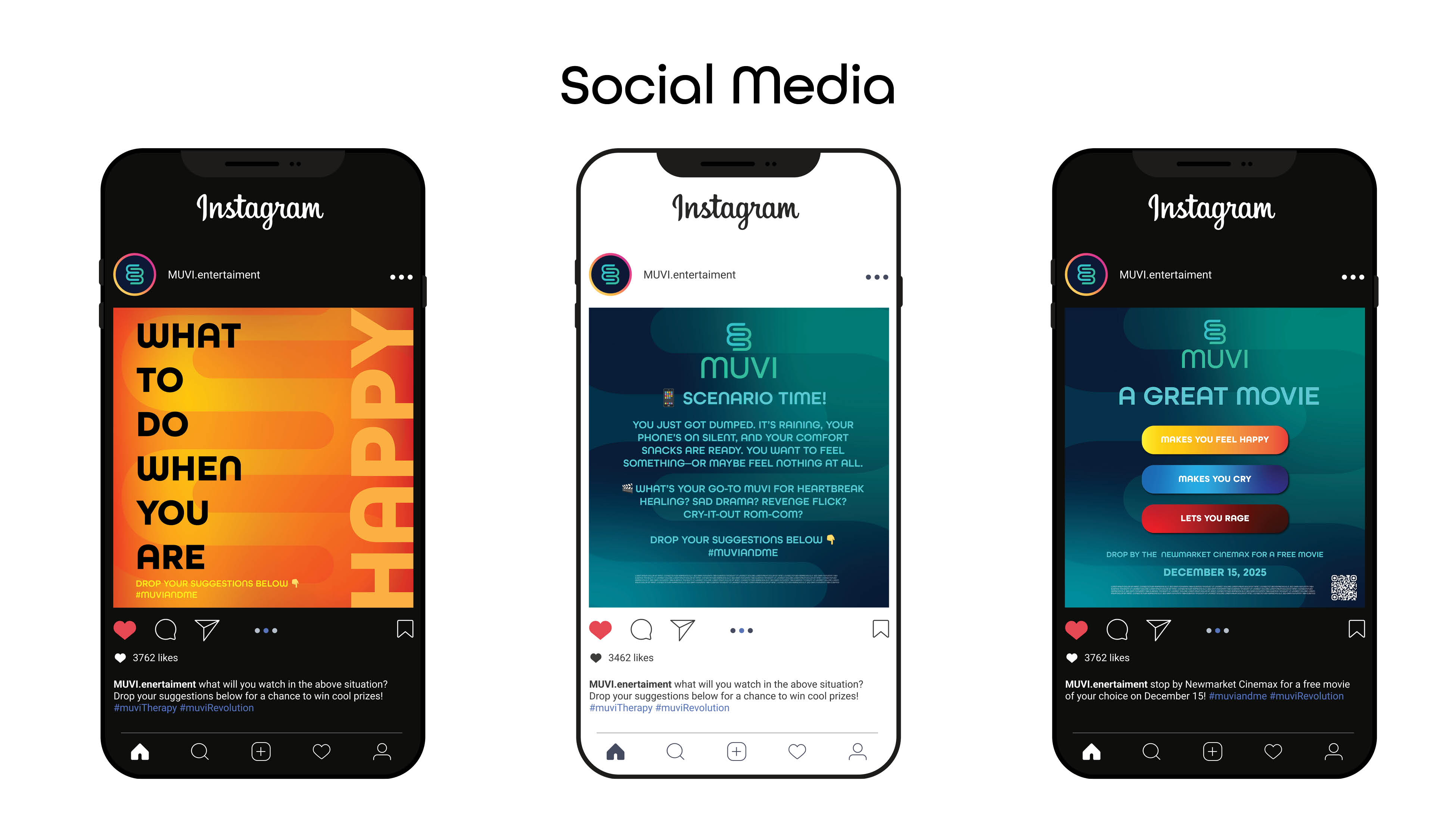 Zhanna Postupaylo | Sketch Creative | Image of three cellphones with MUVI campaign