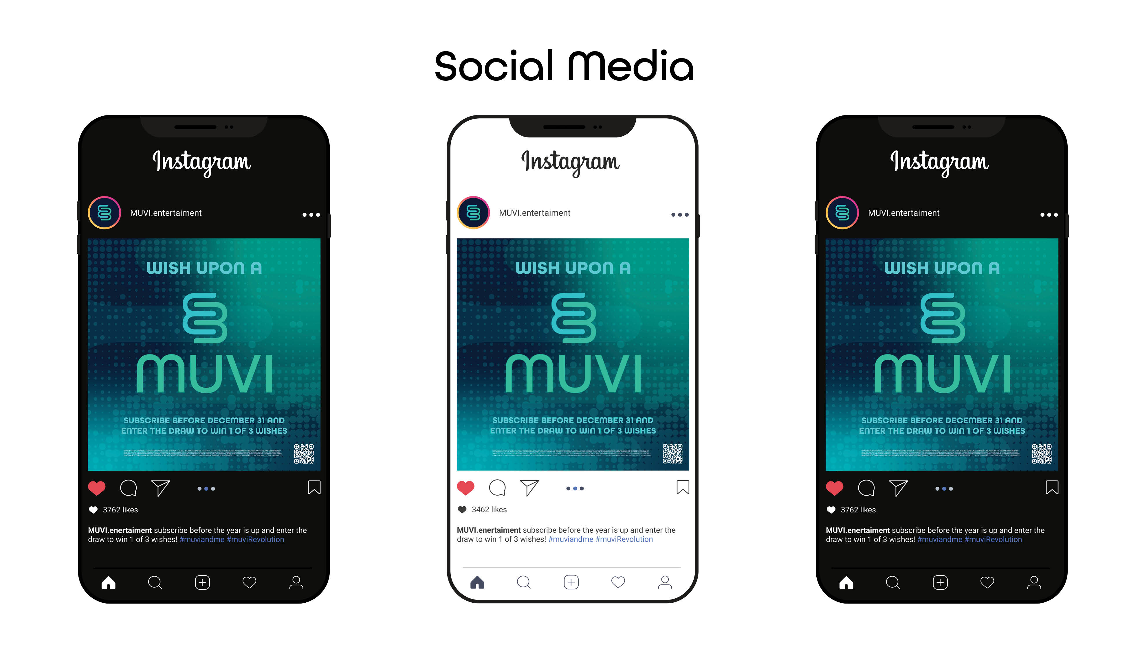 Zhanna Postupaylo | Sketch Creative | Image of three cellphones with MUVI campaign