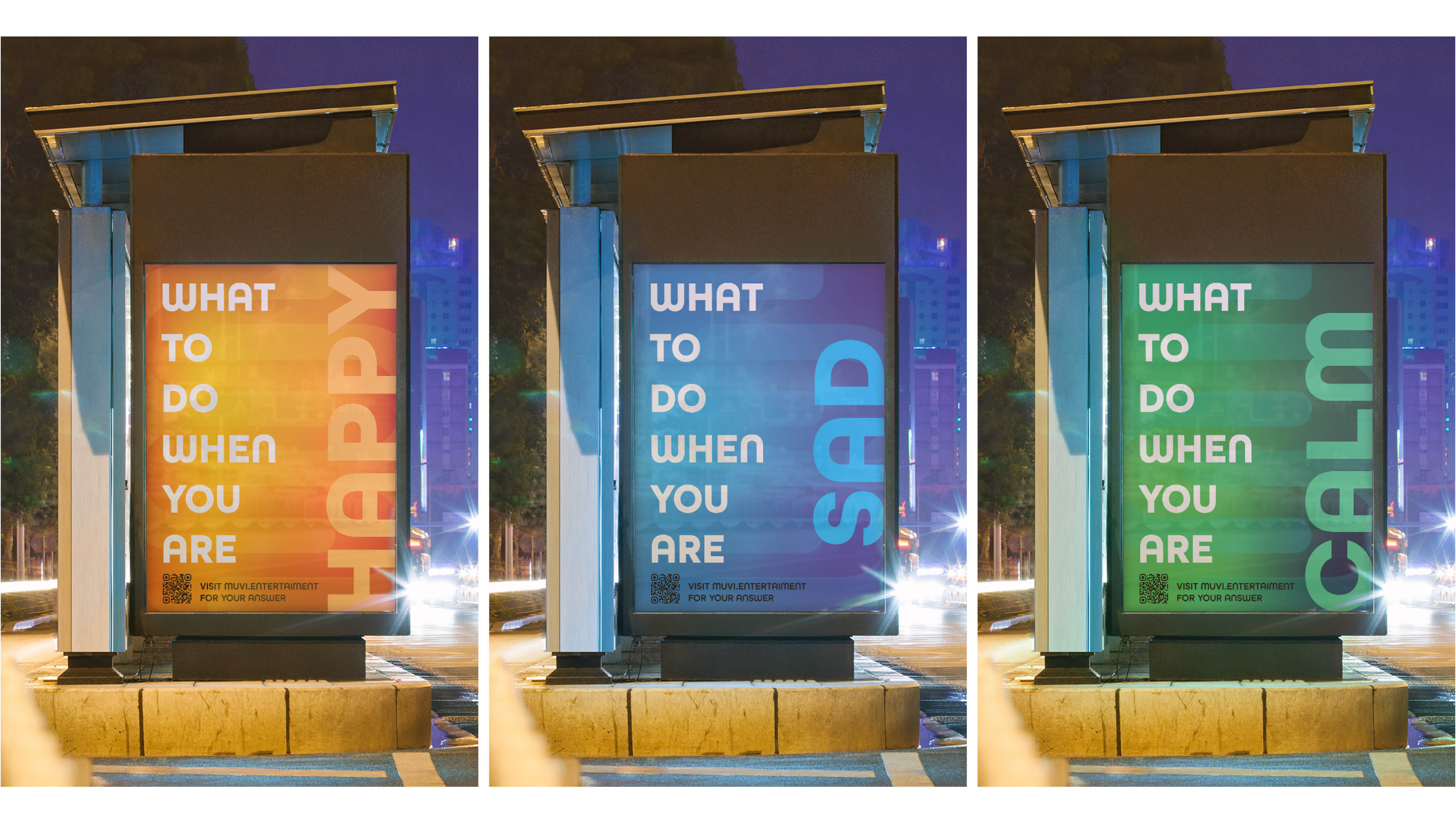 Zhanna Postupaylo | Sketch Creative | Image of three posters for MUVI campaign