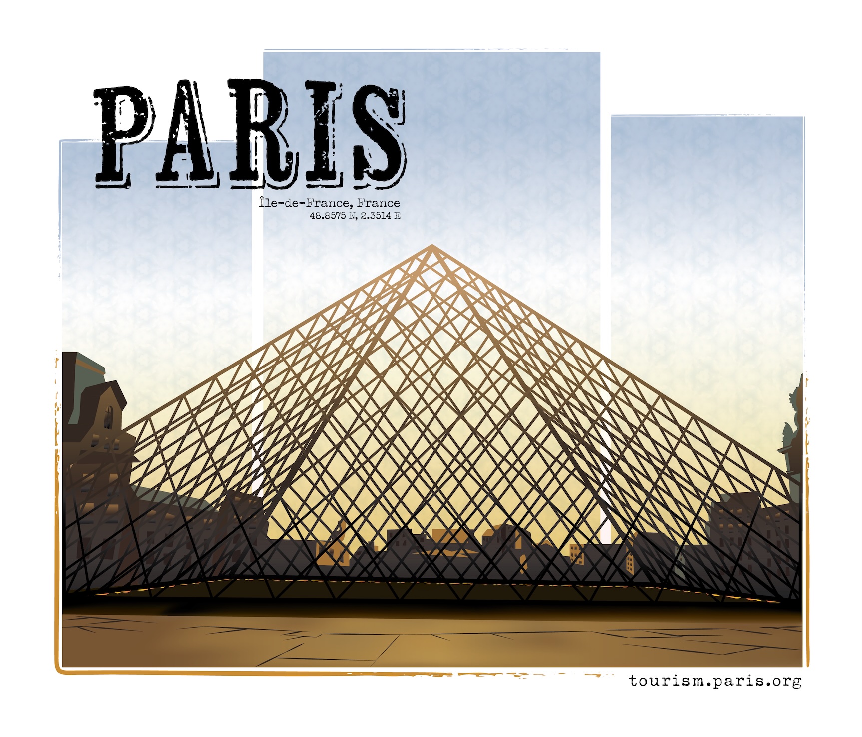 Zhanna Postupaylo | Sketch Creative | Image of a Louvre glass dome with Paris writing on top