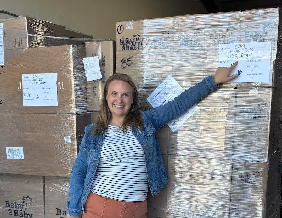 Woman in the storage area