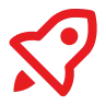Red rocket logo icon symbolizing launch, startup, or space exploration