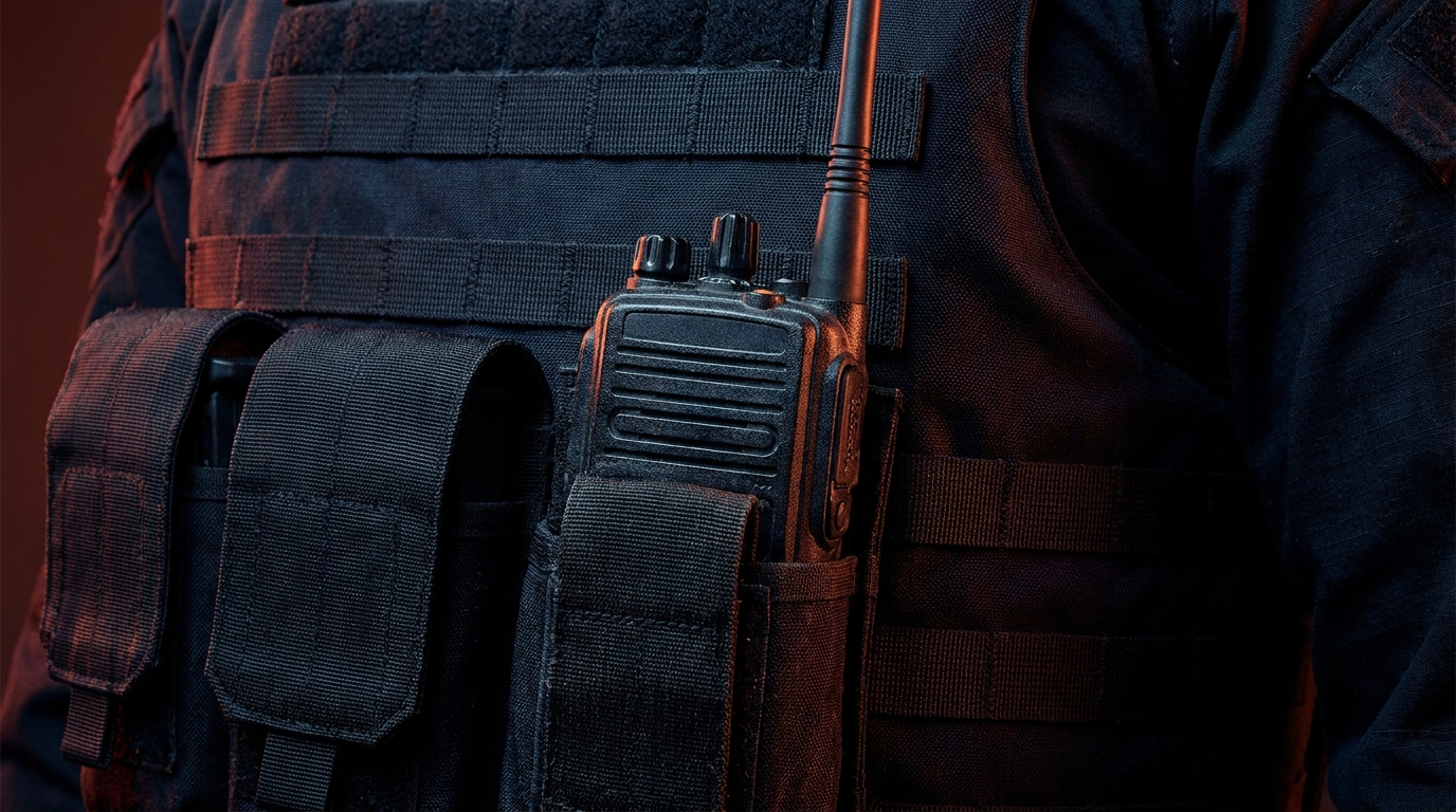 Body-worn radio antenna on a public safety officer's duty vest