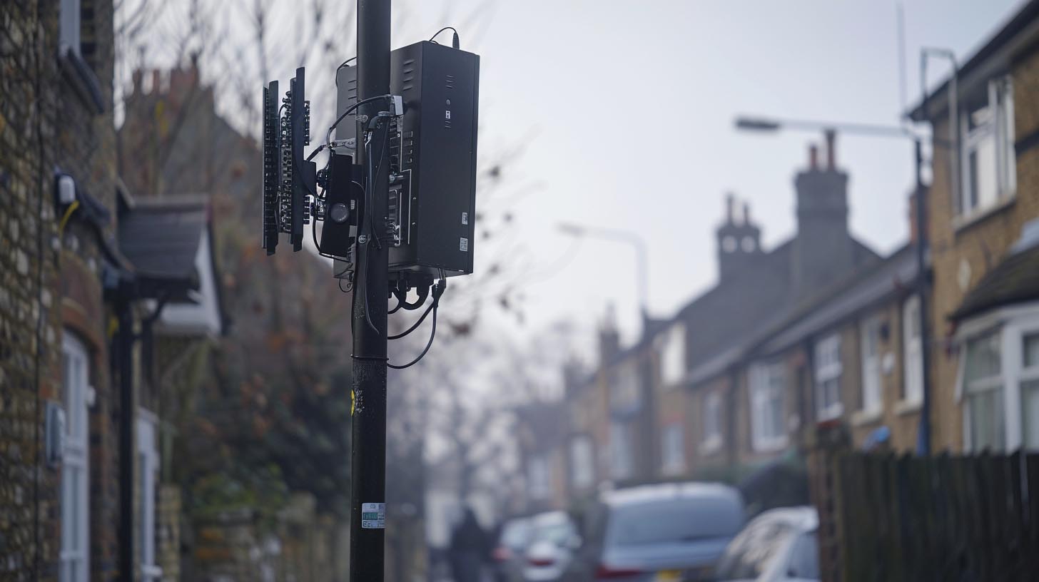 5G cellular antenna mast representing UK 5G frequency bands