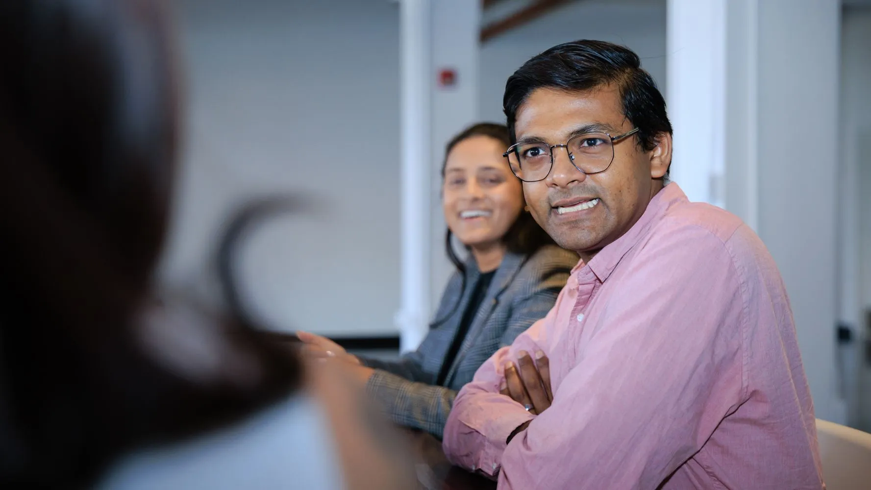 Tanmaya talking to Overstory Health team members
