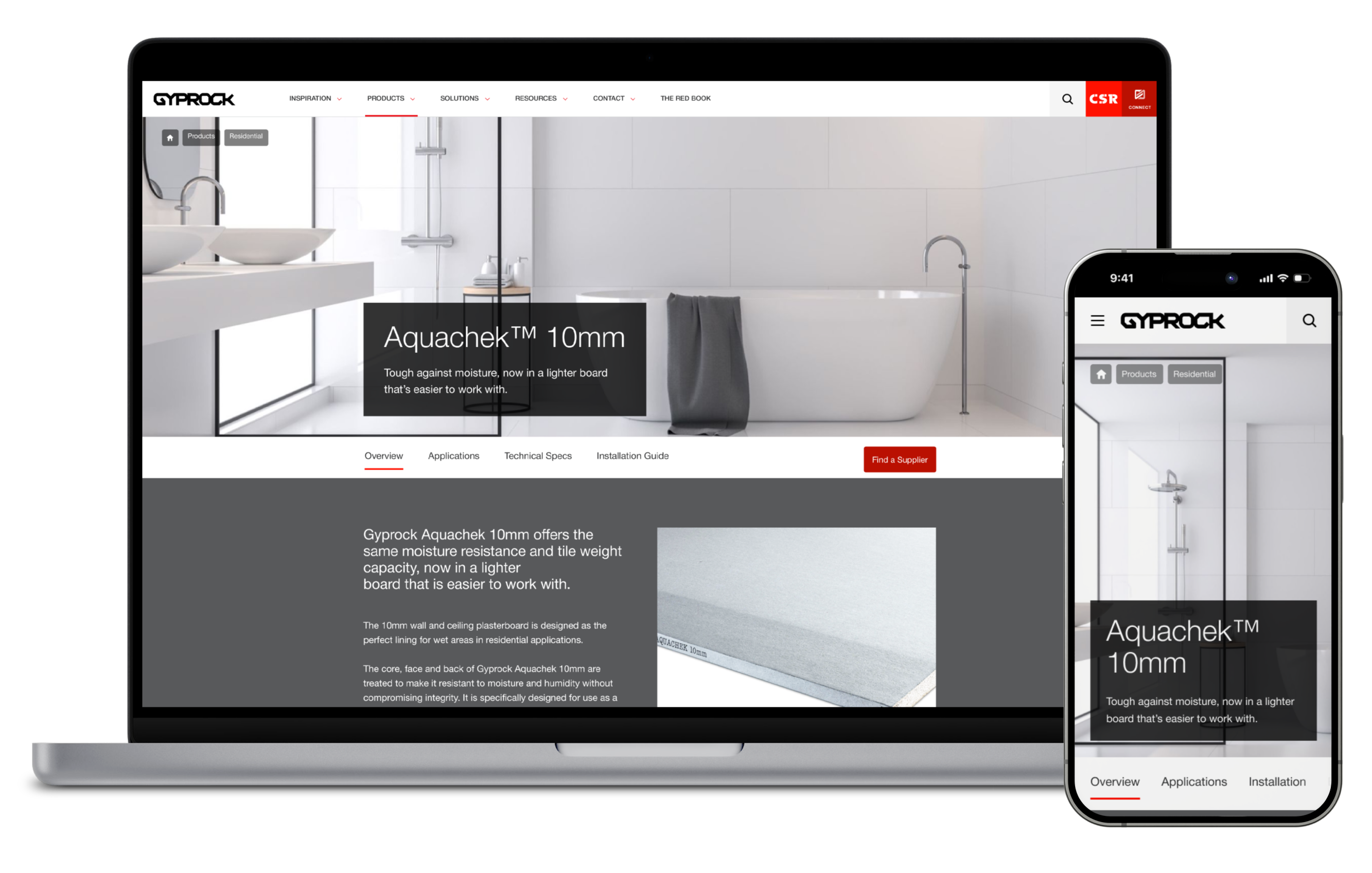 The redesigned Gyprock website shown on a laptop and a phone.
