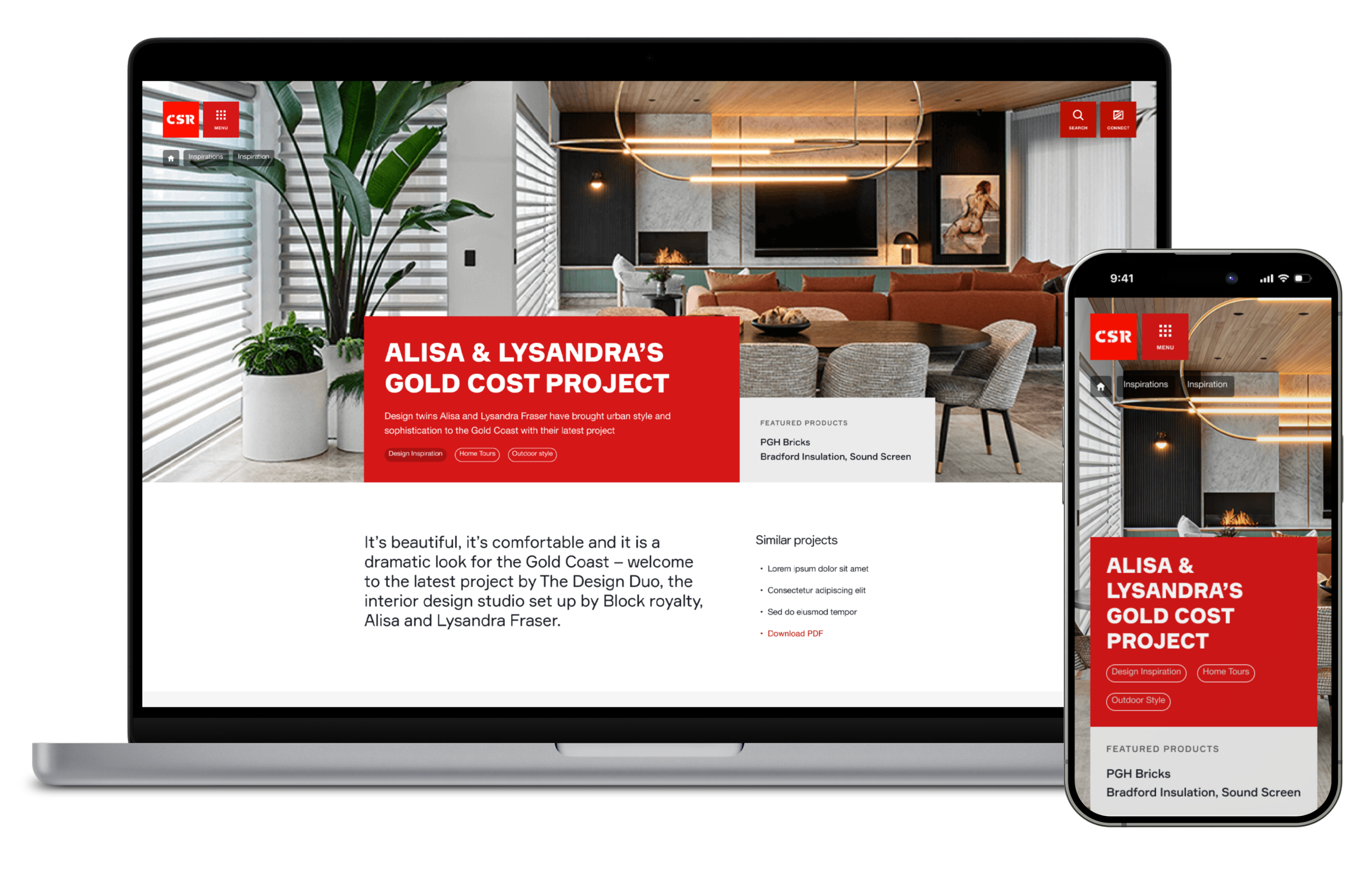 The redesigned CSR website shown on a laptop and a phone.