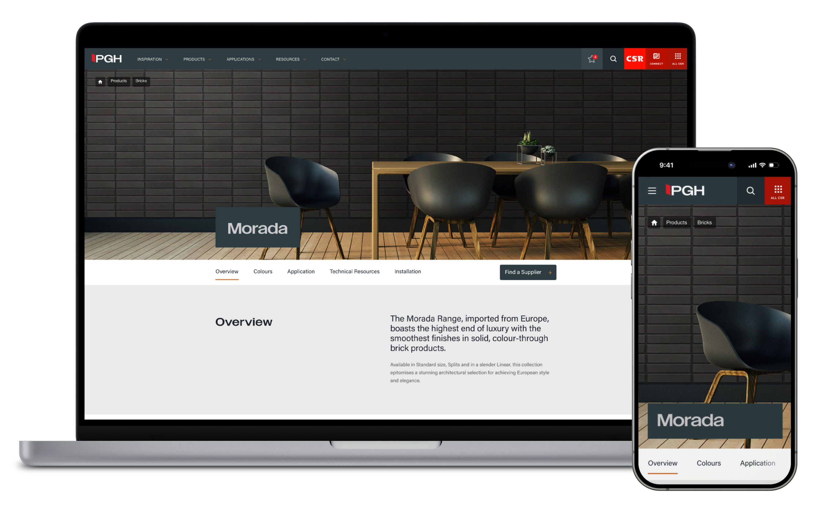 The redesigned PGH Bricks website shown on a laptop and a phone.