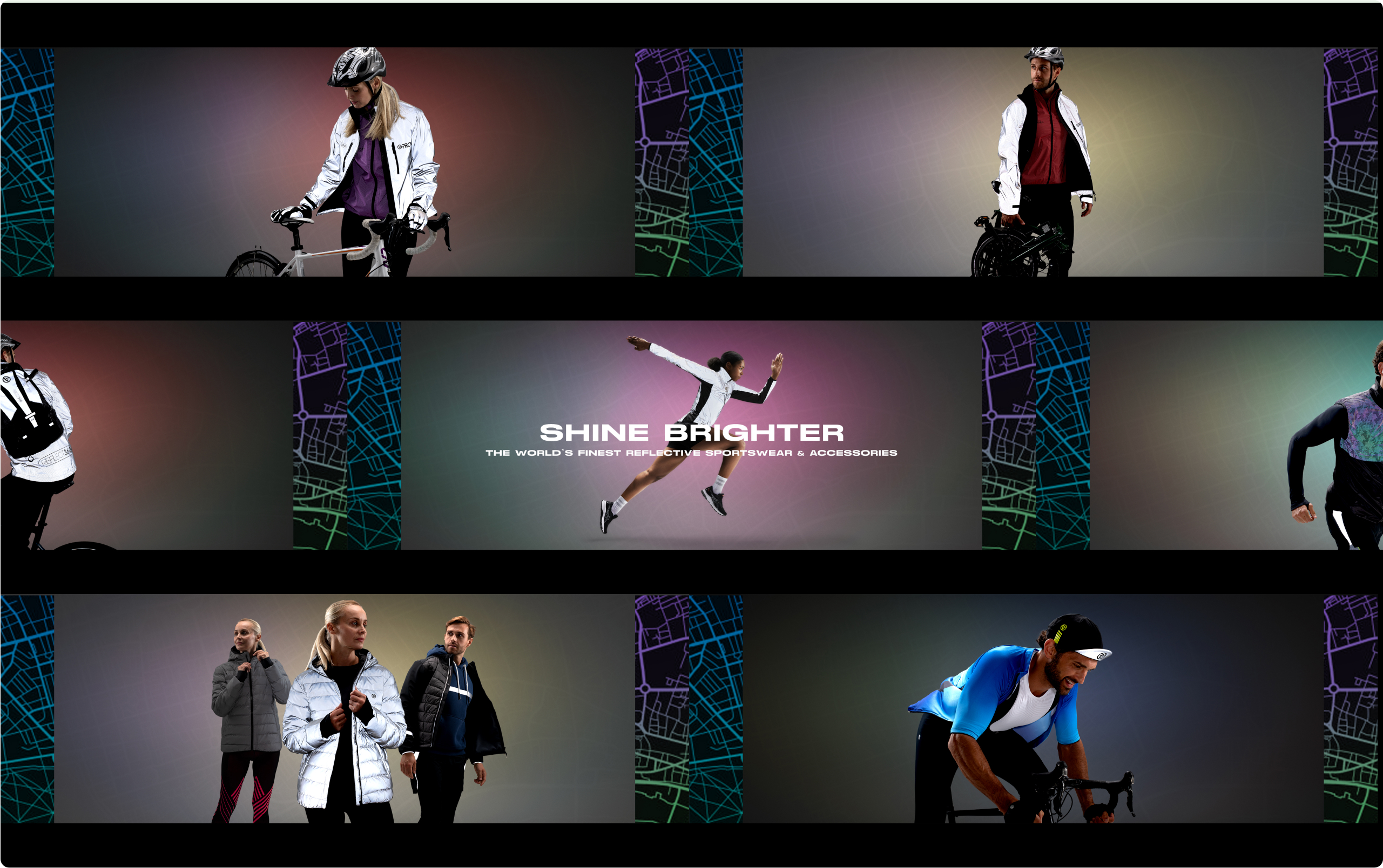 Proviz Shine Brighter campaign stills of runners and cyclists at night