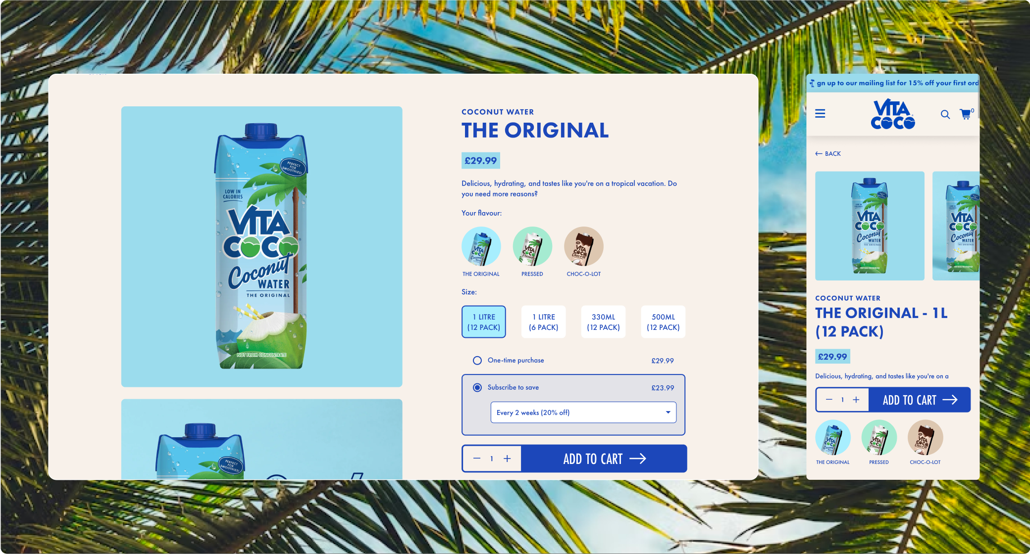 Vita Coco The Original coconut water product page on desktop