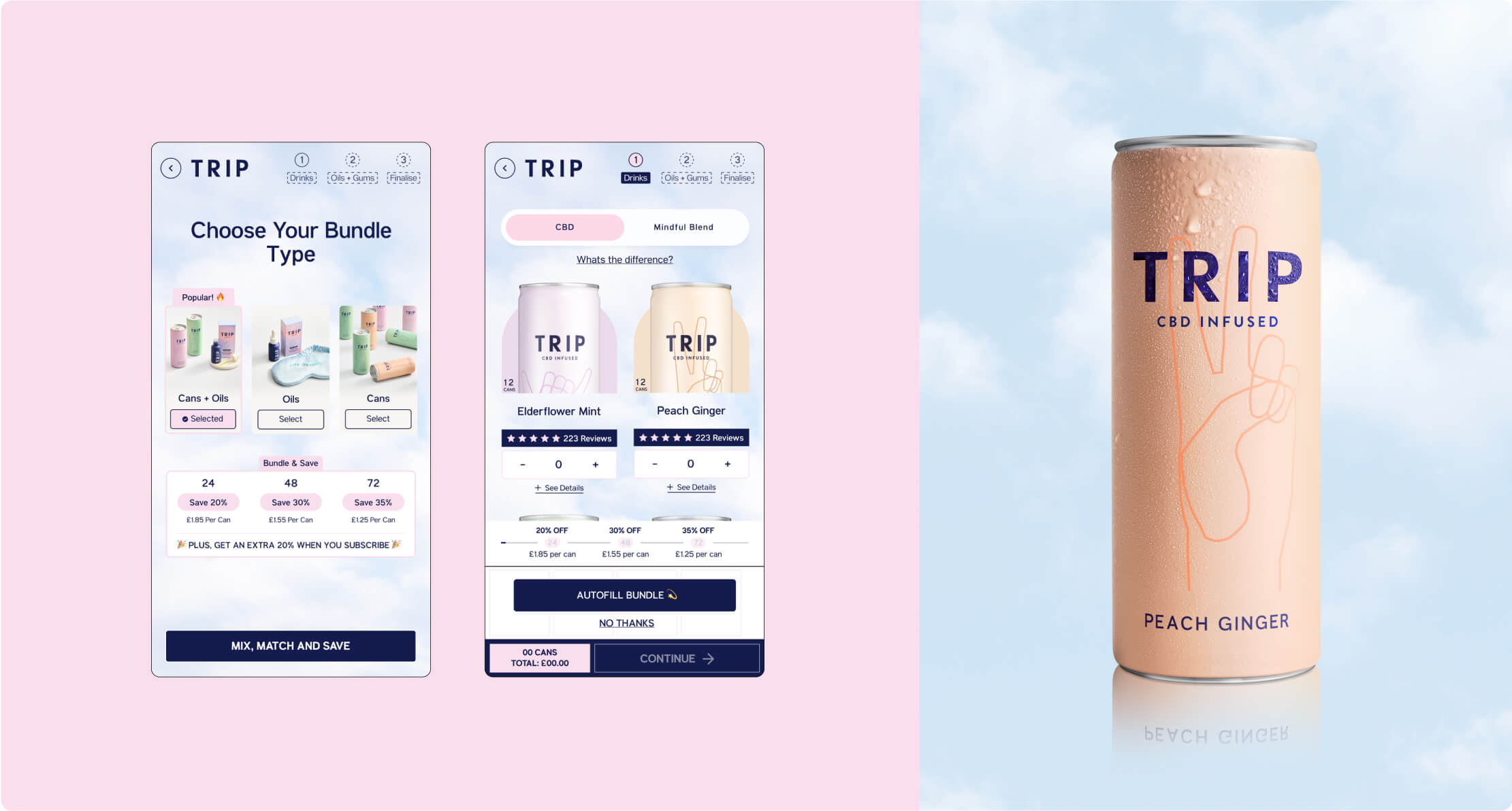 TRIP build-a-box bundle builder pages on mobile