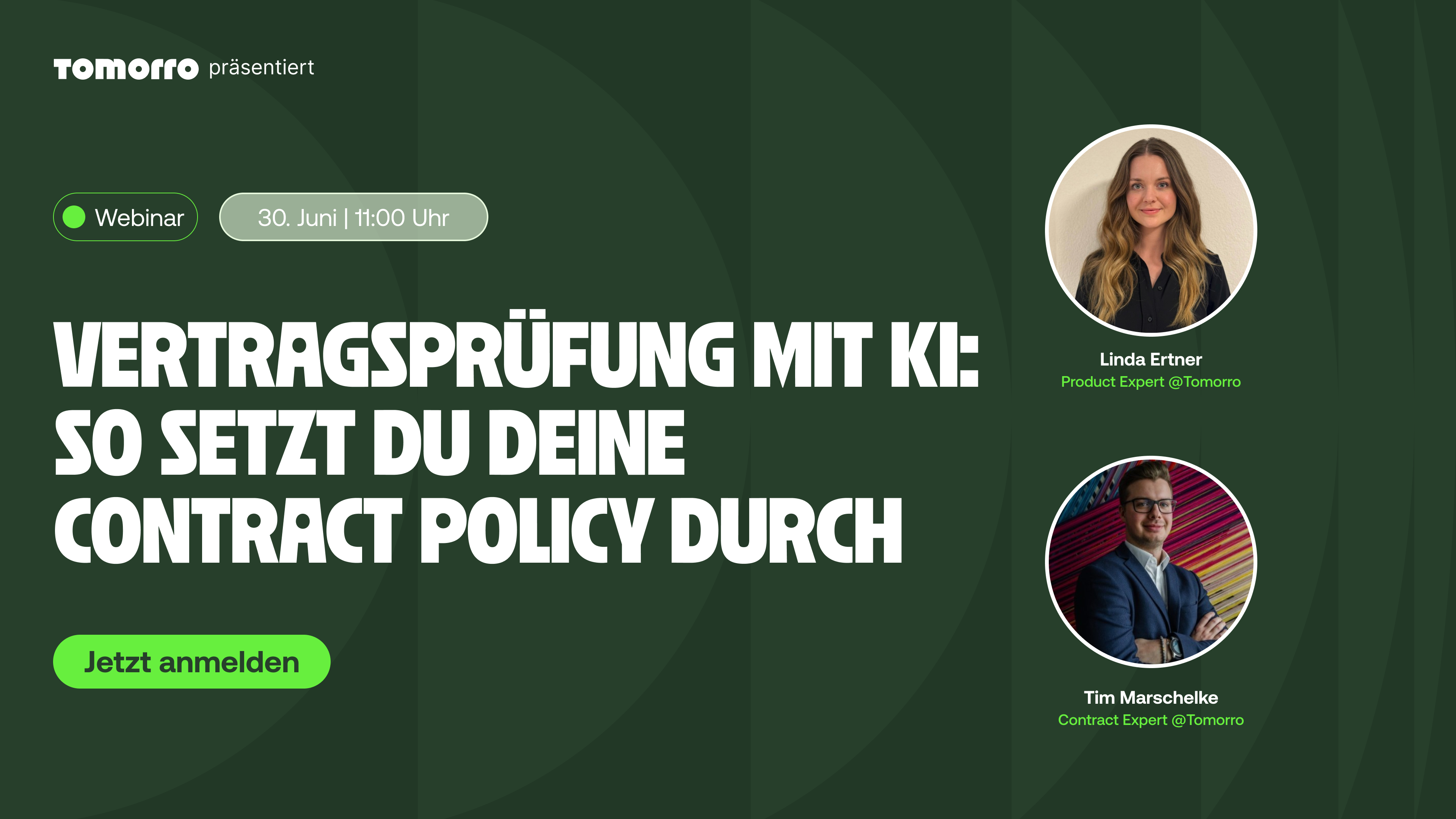 Tomorro Live Demo: AI Review - Vertragsprüfung mit KI: So setzt du deine Contract Policy durch
