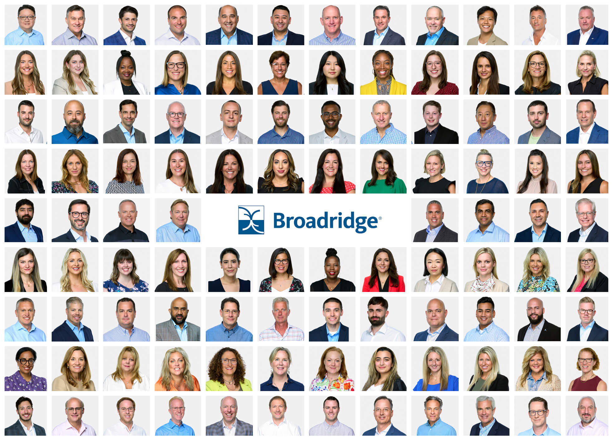 A collage of people with the word Broadridge in the middle.