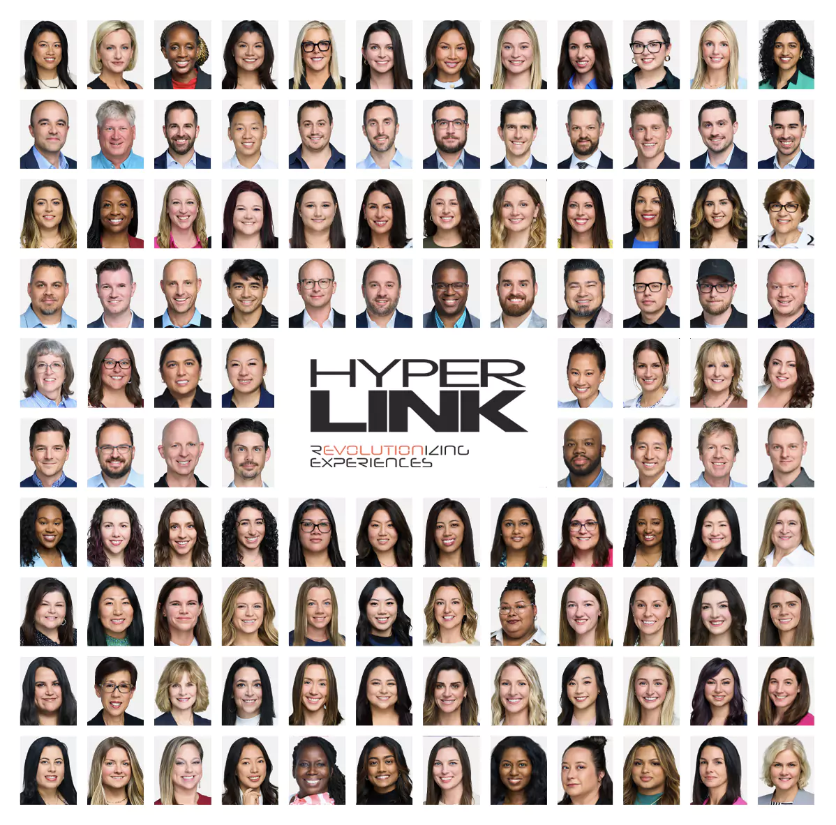 A collage of people with the words Hyper Link Experiences in the bottom right corner.