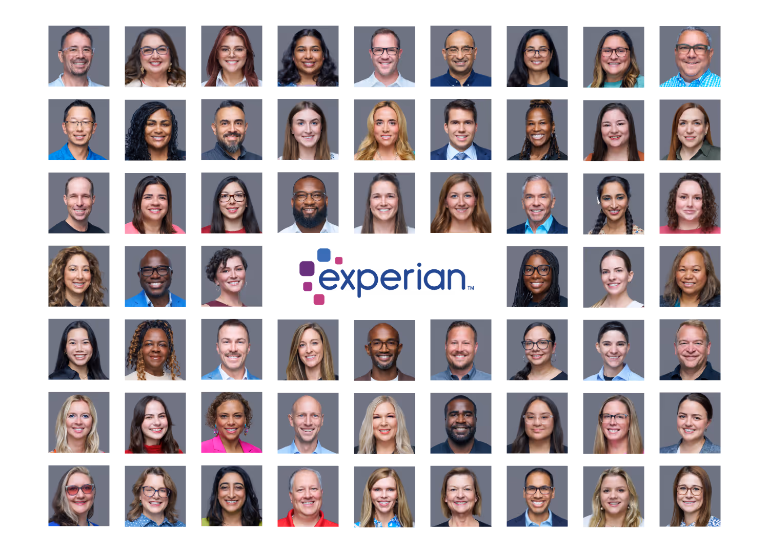 Collage of professional headshots of Hyperlink Logistics employees, photographed at an on-site headshot booth with a bright white background.
