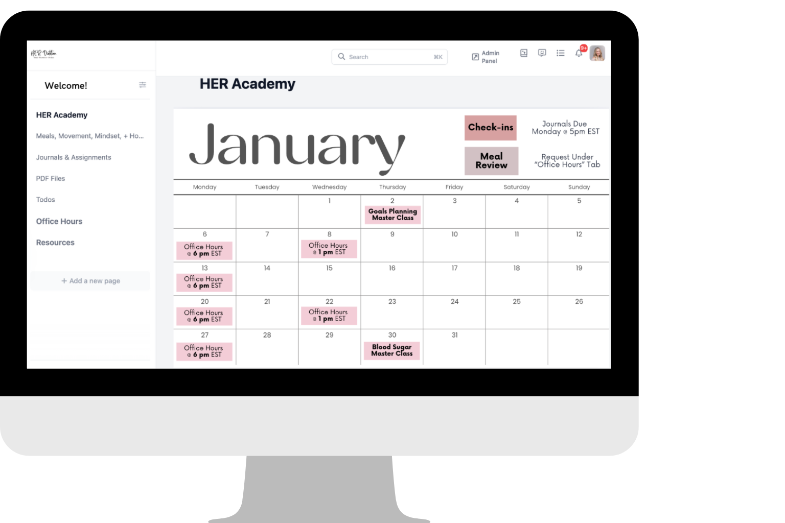 Dashboard mockup
