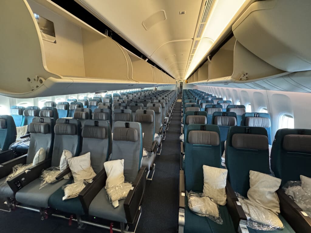 an airplane with seats and windows