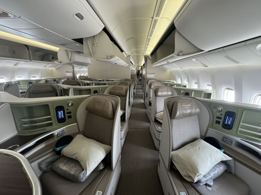 an airplane with seats and a window