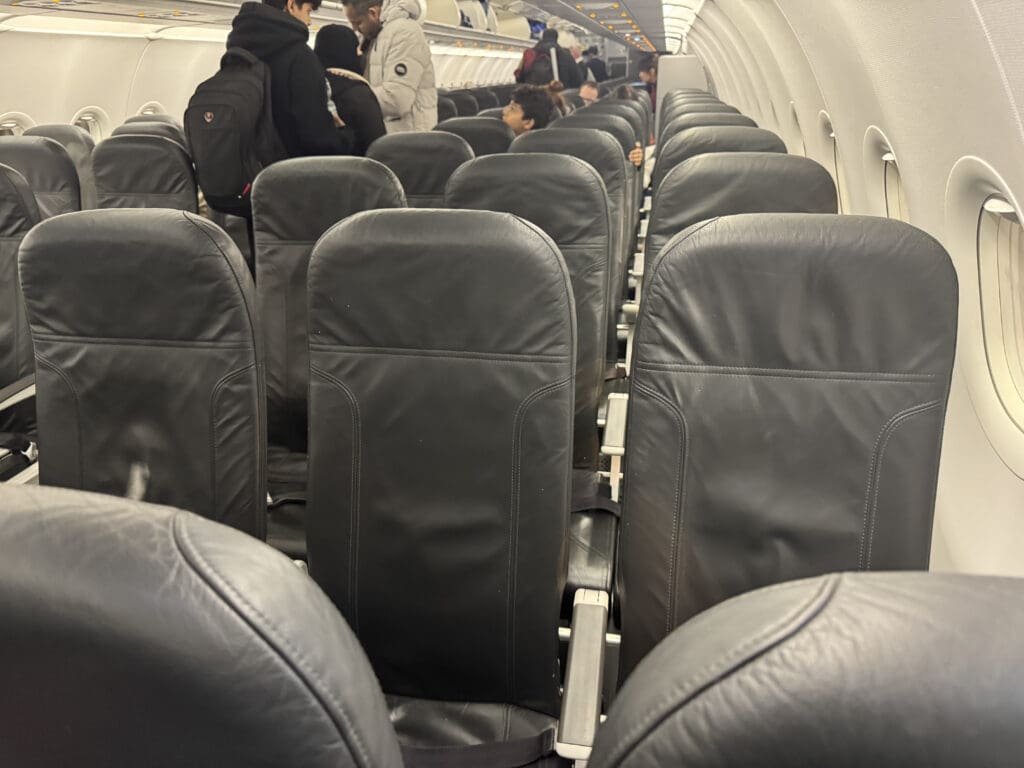 a group of people in an airplane