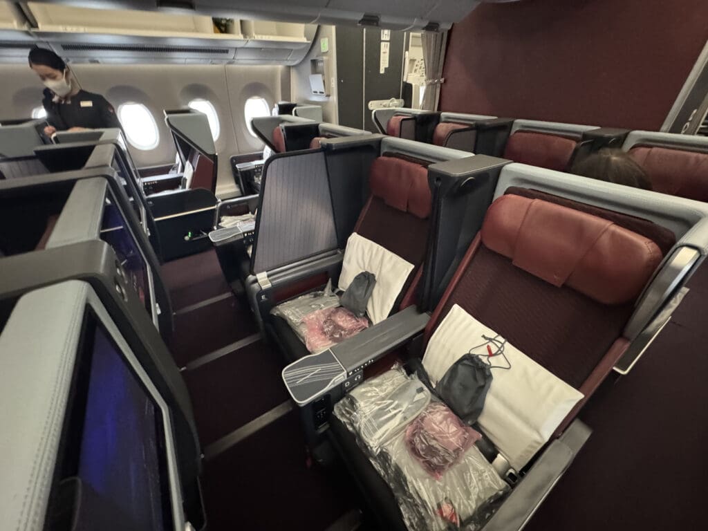 a row of seats in an airplane