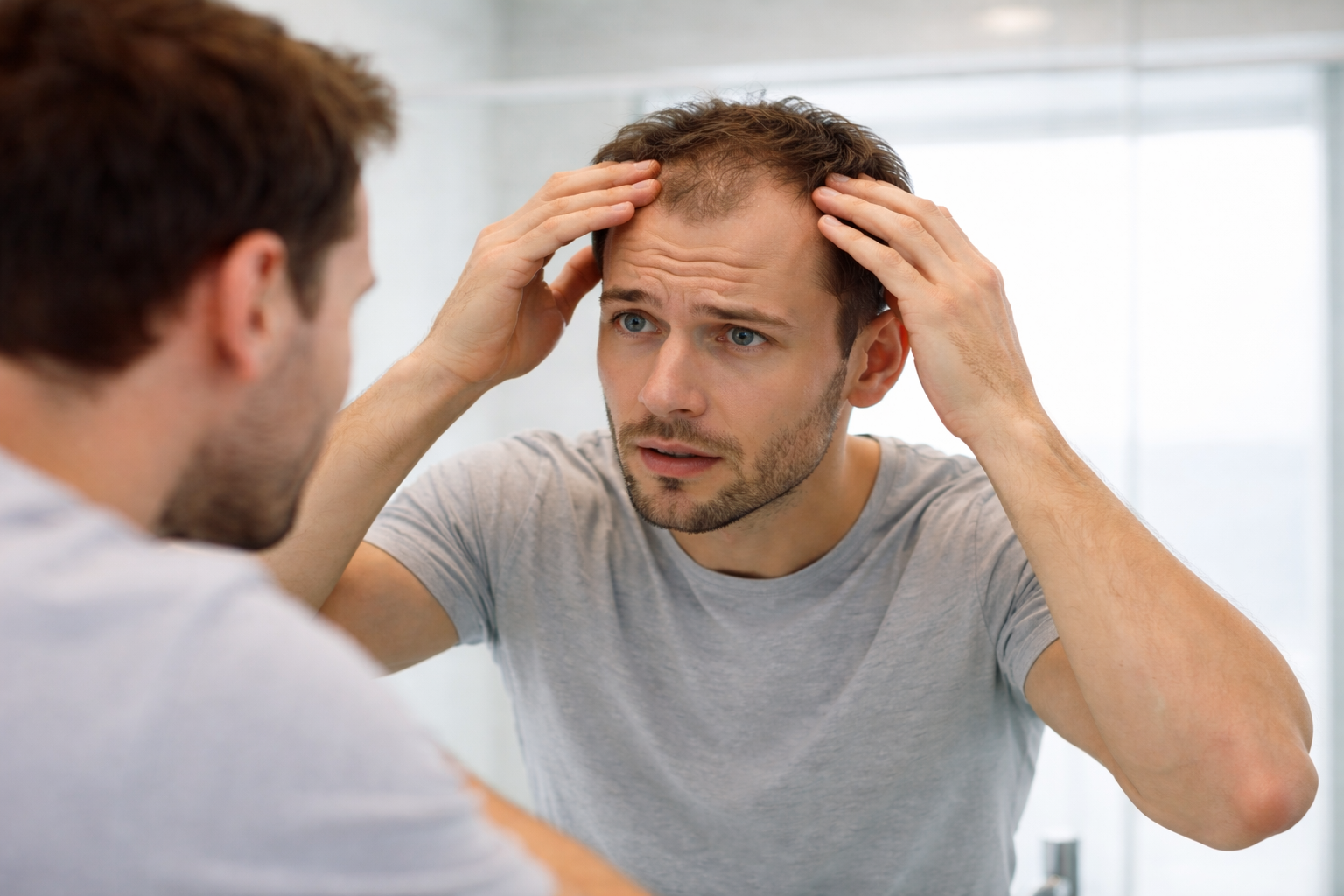 Hombre con caída de cabello