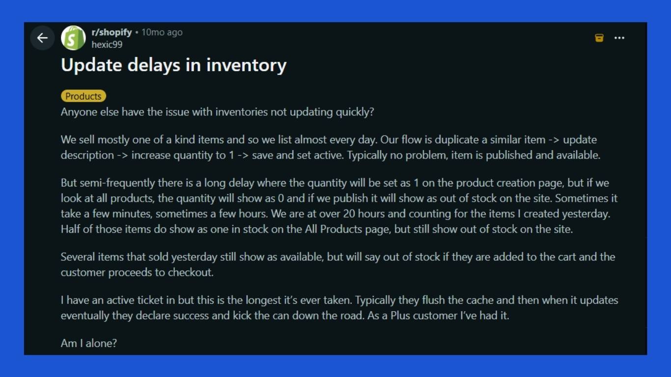 Shopify Inventory not updating 