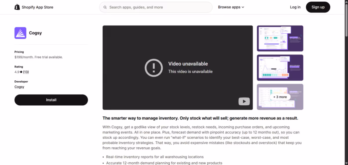 Cogsy app store page