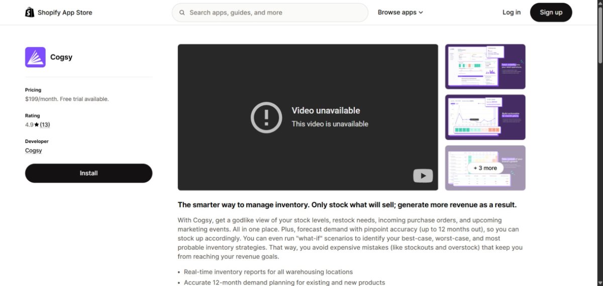Cogsy app store page