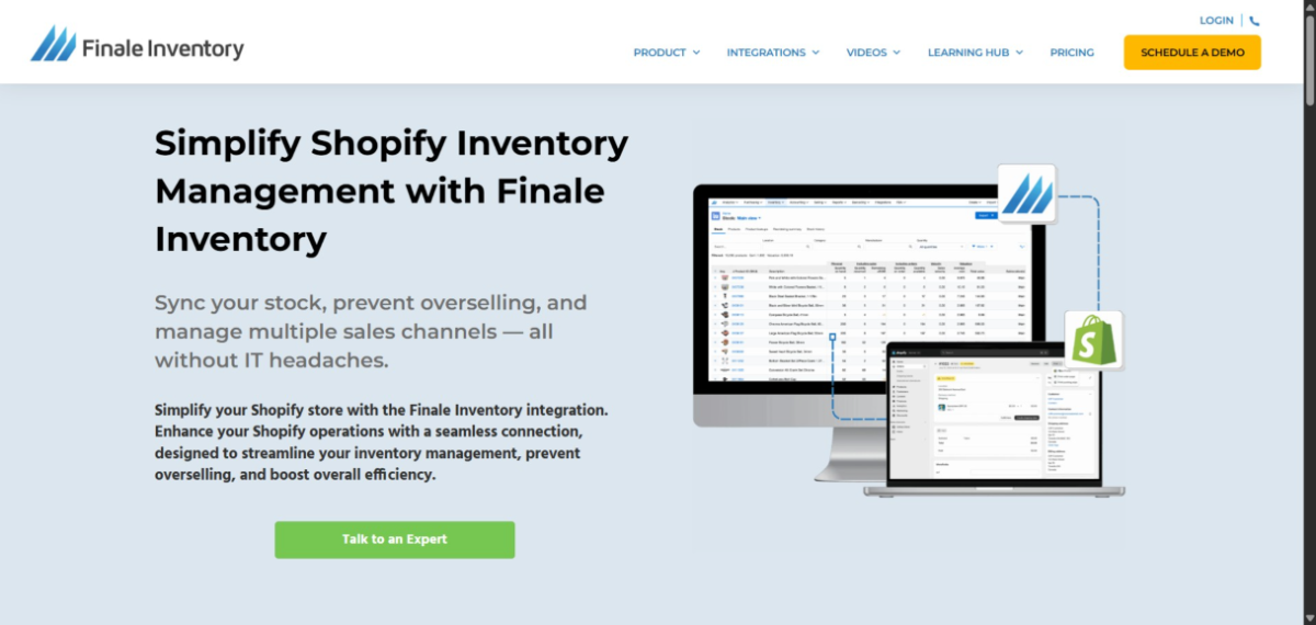 Finale Inventory homepage