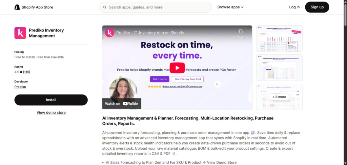 Prediko app store page