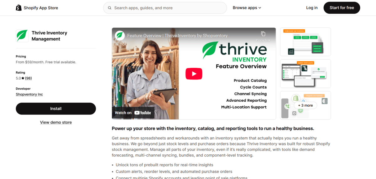 Thrive app store page