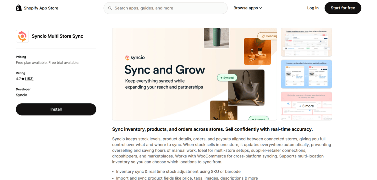 Syncio app store page