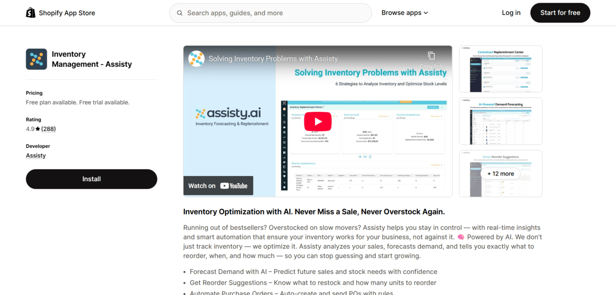 Assisty app store page