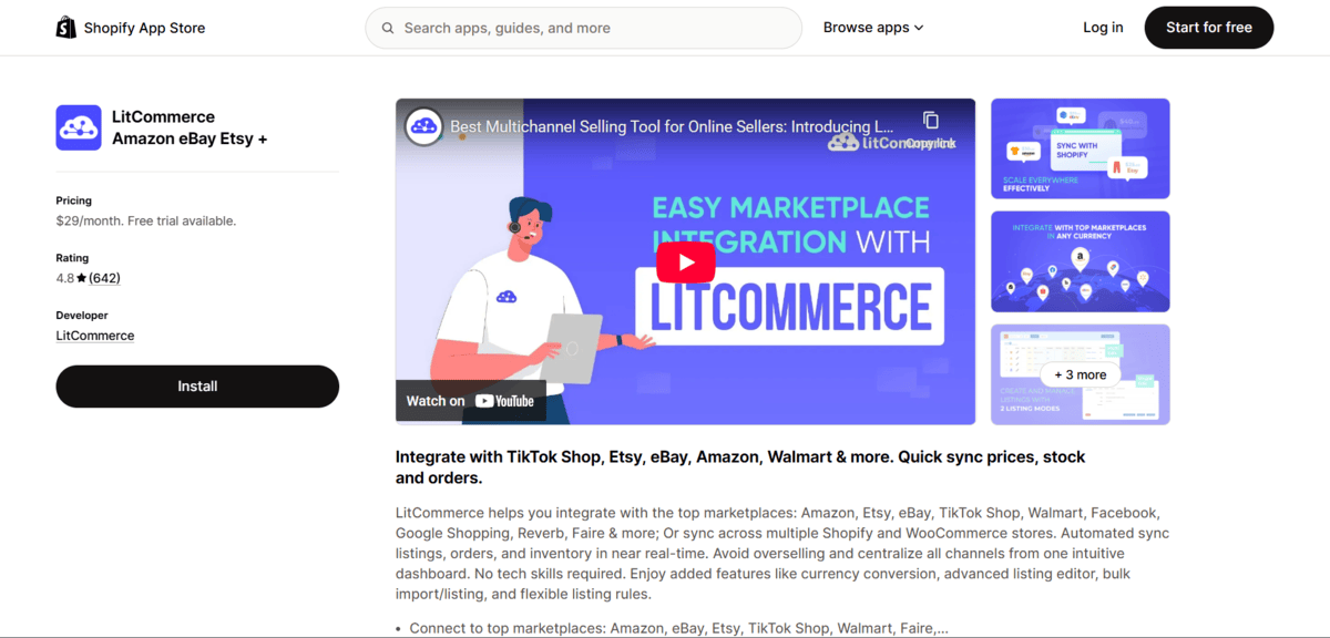 LitCommerce app store page 