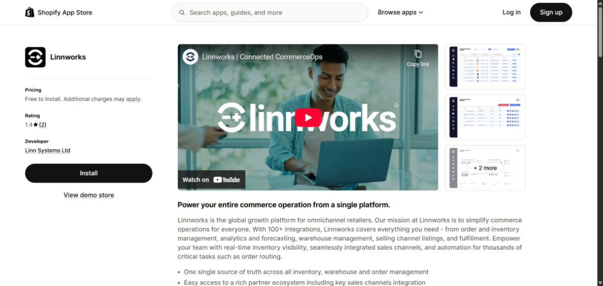 Linnworks app store page 