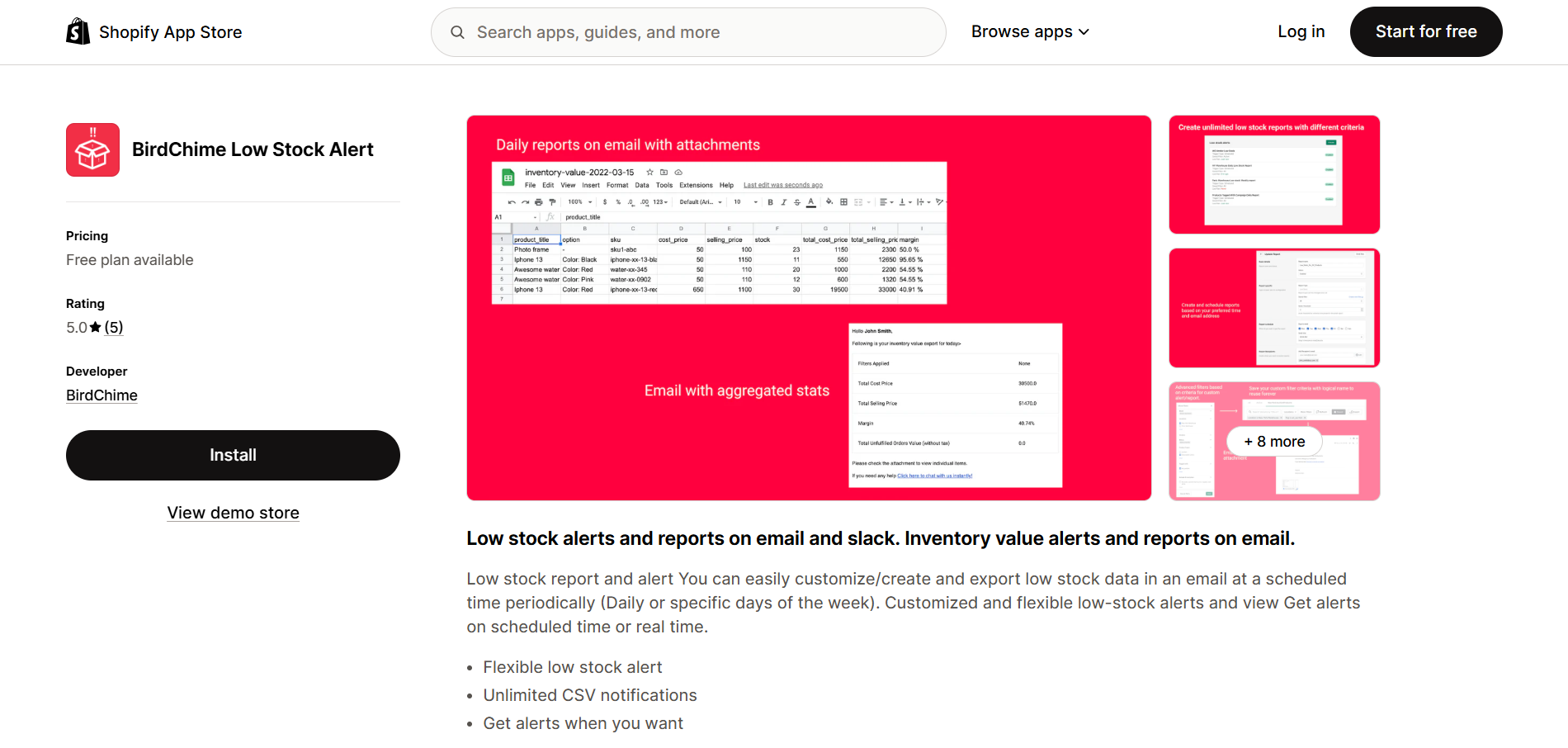 Birdchime app store page