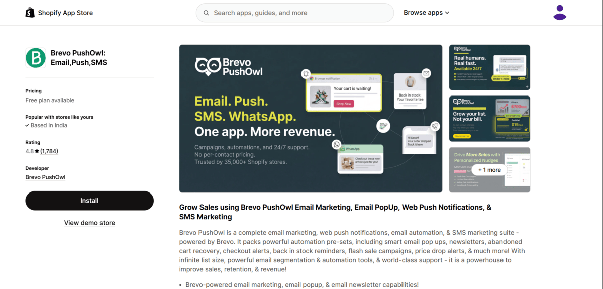 Brevo app store page